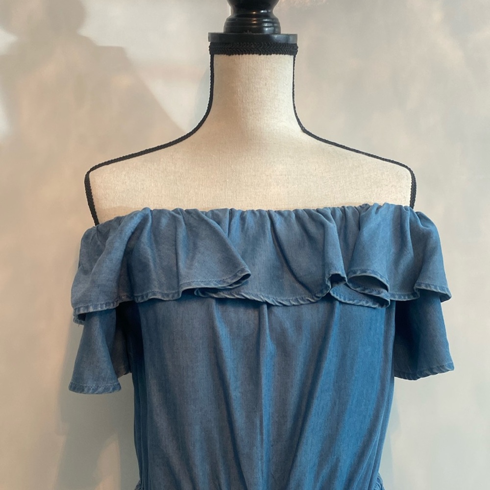 LOFT • Drawstring Chambray Jumpsuit - Picture 3 of 15